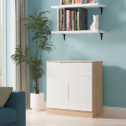 Ready Assembled 2 U Lucca 1 Drawer 2 Door Sideboard (Ready Assembled) in Light Oak - Size: Medium - thumbnail 1