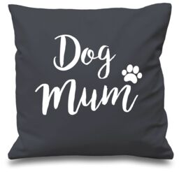 "60 SECOND MAKEOVER Dog Mum Cushion Cover 16"" x 16"" in Grey - Size: 40 cm x 40 cm"