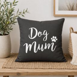 "60 SECOND MAKEOVER Dog Mum Cushion Cover 16"" x 16"" in Grey - Size: 40 cm x 40 cm" - thumbnail 2