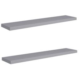 Berkfield Home Durable Floating Wall Shelves 2 pcs Grey 120x23.5x3.8 cm MDF - thumbnail 3