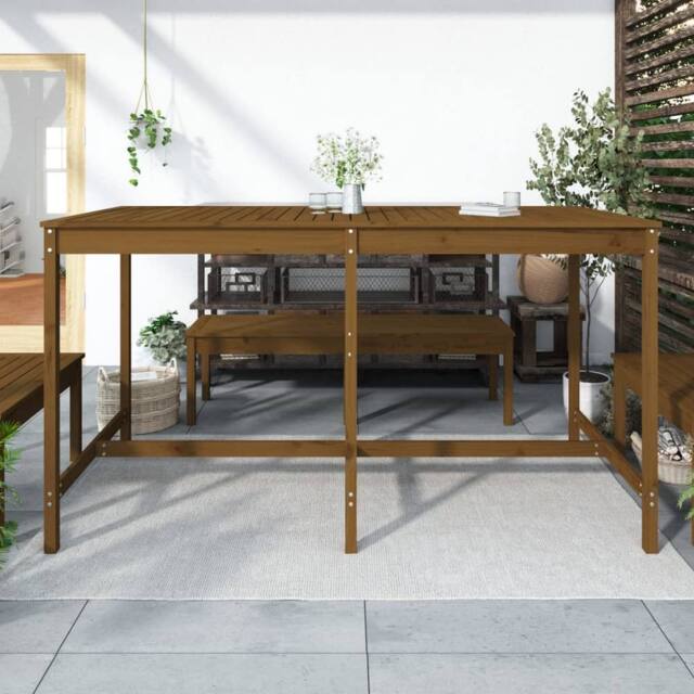Berkfield Home Garden Table Honey Brown 203.5x90x110 cm Solid Wood Pine - image 1