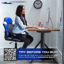 X Rocker Saturn Ergonomic Mid Back PC Gaming Chair with Swivel Base in Blue - thumbnail 7