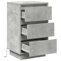 Berkfield Home Bedside Cabinet with LED Concrete Grey 39x34.5x65 cm Engineered Wood - thumbnail 5