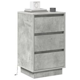 Berkfield Home Bedside Cabinet with LED Concrete Grey 39x34.5x65 cm Engineered Wood - thumbnail 3