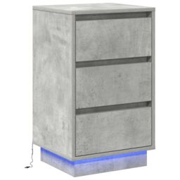 Berkfield Home Bedside Cabinet with LED Concrete Grey 39x34.5x65 cm Engineered Wood - thumbnail 2