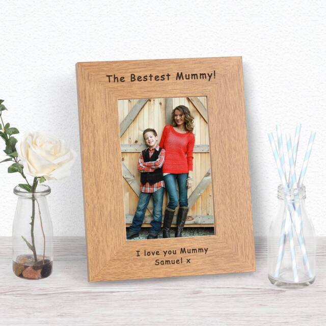 Uniqueful Women's Personalised Bestest Mummy Wood Picture Frame 7 x 5 Mothers Day in Brown - image 1