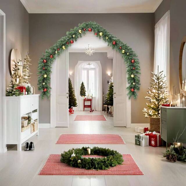 Berkfield Home Green Christmas Garland Decorated with Baubles & LED Lights 10 m - image 1