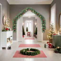 Berkfield Home Green Christmas Garland Decorated with Baubles & LED Lights 10 m