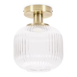 ValueLights Calpe Clear Glass Shade Flush Gold Stem Ceiling Light with LED Bulb - thumbnail 2