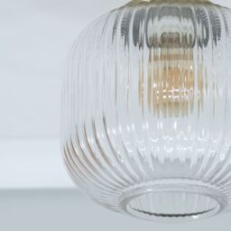 ValueLights Calpe Clear Glass Shade Flush Gold Stem Ceiling Light with LED Bulb - thumbnail 3