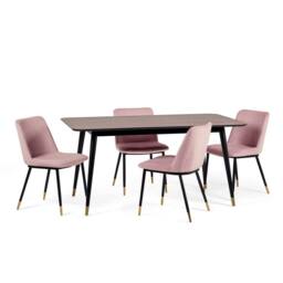 Cheshire Premium Findlay 90cm Rectangular Dining Table - Walnut & Black - thumbnail 5