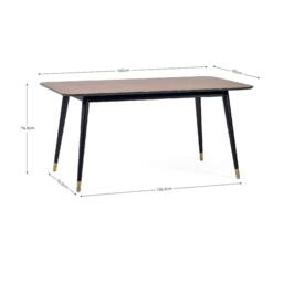 Cheshire Premium Findlay 90cm Rectangular Dining Table - Walnut & Black - thumbnail 3