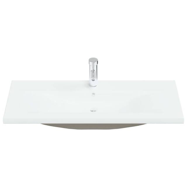 Berkfield Home Elegant Built-in Basin with Faucet 101x39x18 cm Ceramic White - Size: 101 x 39 x 18 cm - image 1