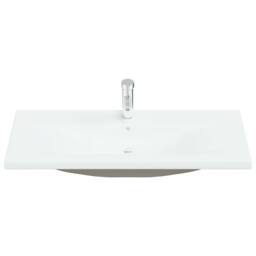 Berkfield Home Elegant Built-in Basin with Faucet 101x39x18 cm Ceramic White - Size: 101 x 39 x 18 cm
