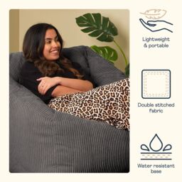 icon Natalia Jumbo Corduroy Bean Bag Armchair in Charcoal - thumbnail 4