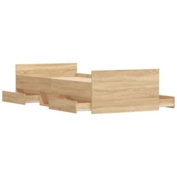 Berkfield Home Bed Frame with Headboard & Footboard Sonoma Oak 90x190 cm Single in Brown - thumbnail 5