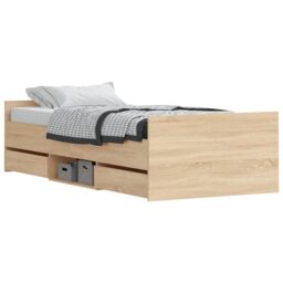 Berkfield Home Bed Frame with Headboard & Footboard Sonoma Oak 90x190 cm Single in Brown - thumbnail 3