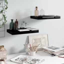Berkfield Home Floating Wall Shelves 2 pcs High Gloss Black 40x23x3.8 cm MDF