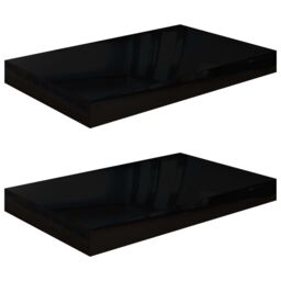Berkfield Home Floating Wall Shelves 2 pcs High Gloss Black 40x23x3.8 cm MDF - thumbnail 2