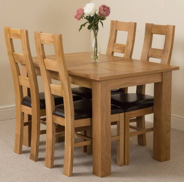 Thats Furniture Hampton 120-160cm Oak Extending Dining Table & 4 Yale Chairs in Brown - image 1