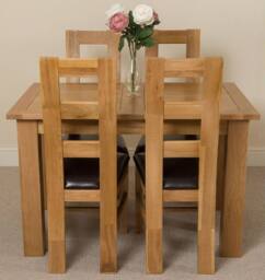 Thats Furniture Hampton 120-160cm Oak Extending Dining Table & 4 Yale Chairs in Brown - thumbnail 2