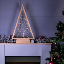 Netagon Wooden Self Assembly Battery Powered Christmas Tree with 60 LED's in Light Beige - thumbnail 4