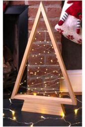 Netagon Wooden Self Assembly Battery Powered Christmas Tree with 60 LED's in Light Beige