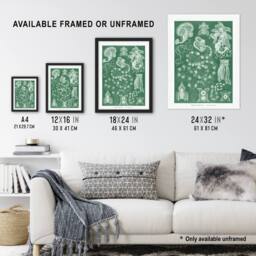 "Artery8 Siphonophorae Vintage Marine Haeckel Botanical Wall Art Print Poster in Green - Size: W12"" x H16""" - thumbnail 3