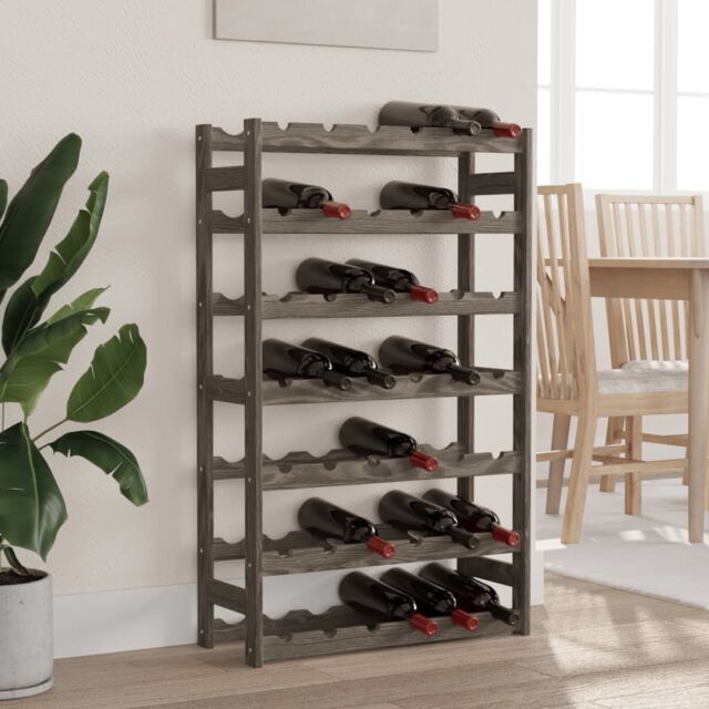 Berkfield Home Wine Rack for 42 Bottles Grey Solid Wood Pine - image 1