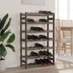 Berkfield Home Wine Rack for 42 Bottles Grey Solid Wood Pine - thumbnail 1