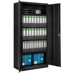 tectake Filing Cabinet Blain - 5 height-adjustable shelves, lockable doors in Black - Size: 1 Pack