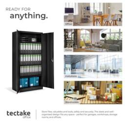 tectake Filing Cabinet Blain - 5 height-adjustable shelves, lockable doors in Black - Size: 1 Pack - thumbnail 7