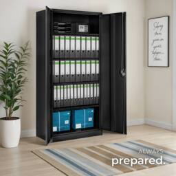 tectake Filing Cabinet Blain - 5 height-adjustable shelves, lockable doors in Black - Size: 1 Pack - thumbnail 8