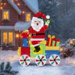 Gymax Lighted Santa on Train Indoor Outdoor 2D Santa Claus With LED Lights - thumbnail 4