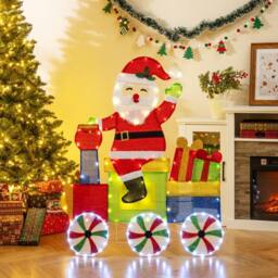 Gymax Lighted Santa on Train Indoor Outdoor 2D Santa Claus With LED Lights - thumbnail 2