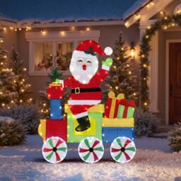 Gymax Lighted Santa on Train Indoor Outdoor 2D Santa Claus With LED Lights - thumbnail 3