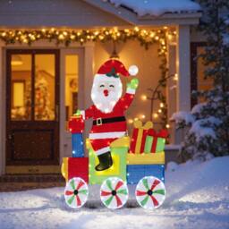 Gymax Lighted Santa on Train Indoor Outdoor 2D Santa Claus With LED Lights - thumbnail 5