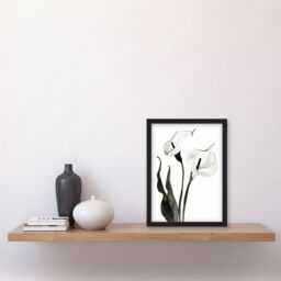 Artery8 Calla Lily Flower Black White Watercolour Lilies Framed Art Print - Size: A4 - thumbnail 4