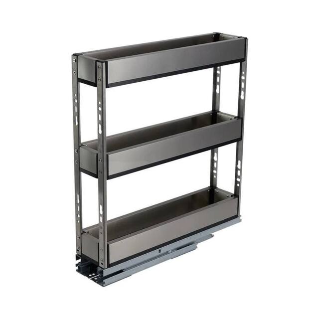 SPETLEK Width 100mm Pull Out Aluminum Basket Kitchen Larder Cupboard Drawer in Silver - Size: Medium - image 1