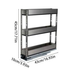 SPETLEK Width 100mm Pull Out Aluminum Basket Kitchen Larder Cupboard Drawer in Silver - Size: Medium - thumbnail 2