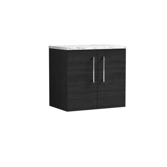 Balterley Level 600mm Wall Hung 2 Door Unit & Laminate Worktop - Charcoal Black - image 1