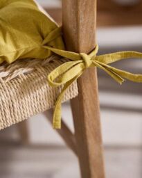 Vintage Style Yellow Outdoor Chair Seat Pad Garden Cushion (L)40cm x (W)40cm - thumbnail 4