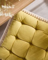 Vintage Style Yellow Outdoor Chair Seat Pad Garden Cushion (L)40cm x (W)40cm - thumbnail 1