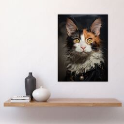 "Artery8 Wall Art Print Maine Coon Cat Animal Portrait Oil Painting Poster Picture in Black - Size: W18"" x H24""" - thumbnail 4