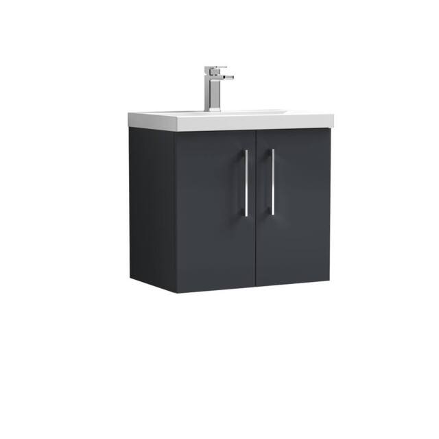 Balterley Bathroom 2 Soft Close Door Wall Hung Vanity Unit, Dark Grey, 600mm in Grey - image 1