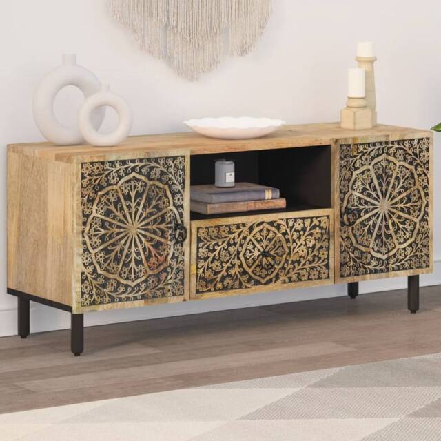 Berkfield Home TV Cabinet 105x33x46 cm Solid Wood Mango in Brown - Size: 105 x 33 x 46 cm - image 1