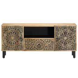 Berkfield Home TV Cabinet 105x33x46 cm Solid Wood Mango in Brown - Size: 105 x 33 x 46 cm - thumbnail 5