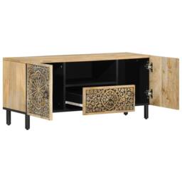 Berkfield Home TV Cabinet 105x33x46 cm Solid Wood Mango in Brown - Size: 105 x 33 x 46 cm - thumbnail 4