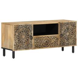 Berkfield Home TV Cabinet 105x33x46 cm Solid Wood Mango in Brown - Size: 105 x 33 x 46 cm - thumbnail 2