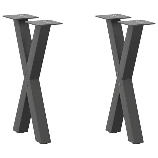 Berkfield Home Coffee Table Legs X-Shaped 2 pcs Anthracite 28x(42-43) cm Steel in Black - image 1
